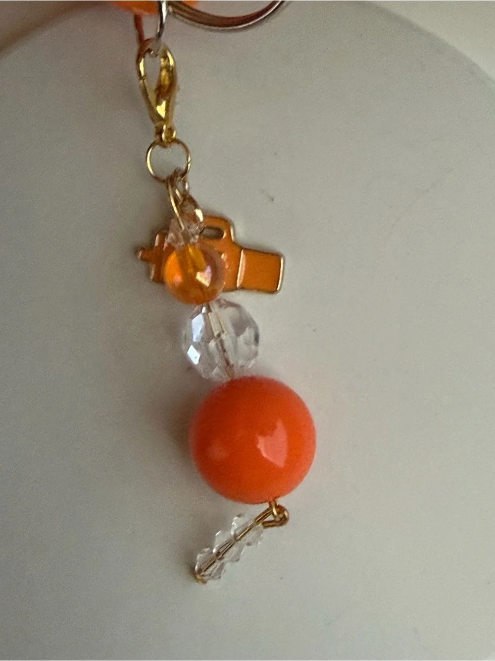 Orange Beaded Key & Card Holder Charm - Women Accessories
